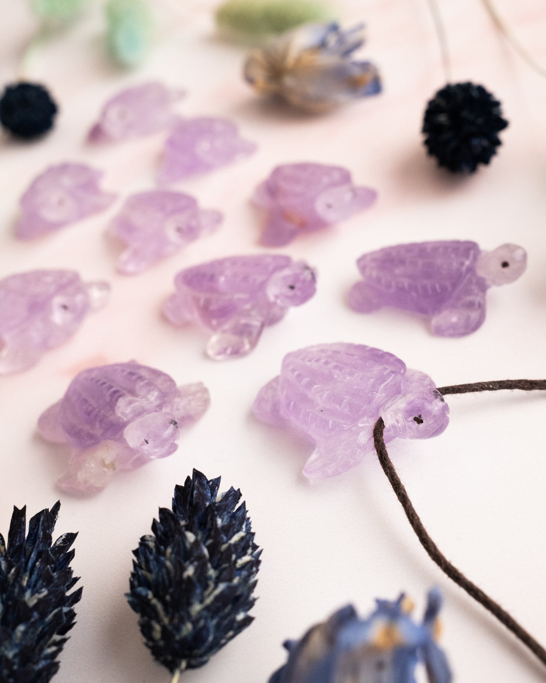 Small Amethyst Hand Carved Leatherback Sea Turtle Necklace - The Healing Pear