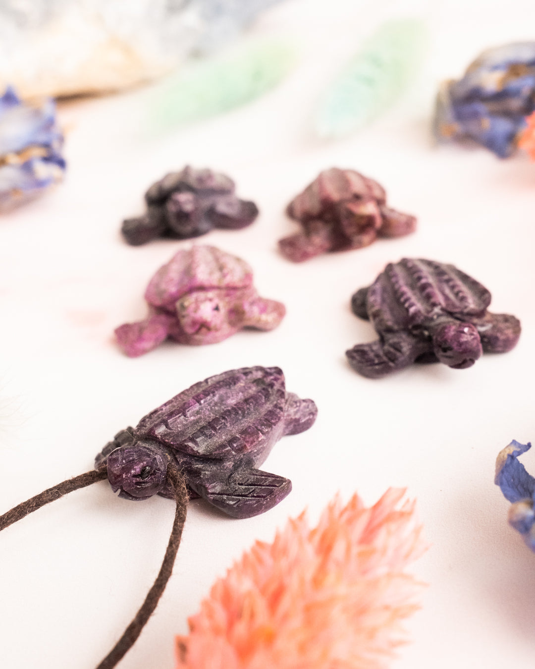 Small Atlantisite Hand Carved Leatherback Sea Turtle Necklace - The Healing Pear