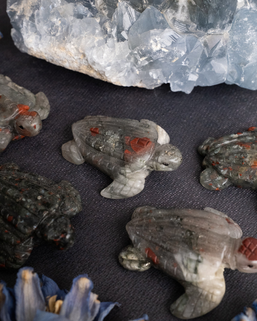 African Bloodstone Hand Carved Leatherback Sea Turtle Necklace - The Healing Pear