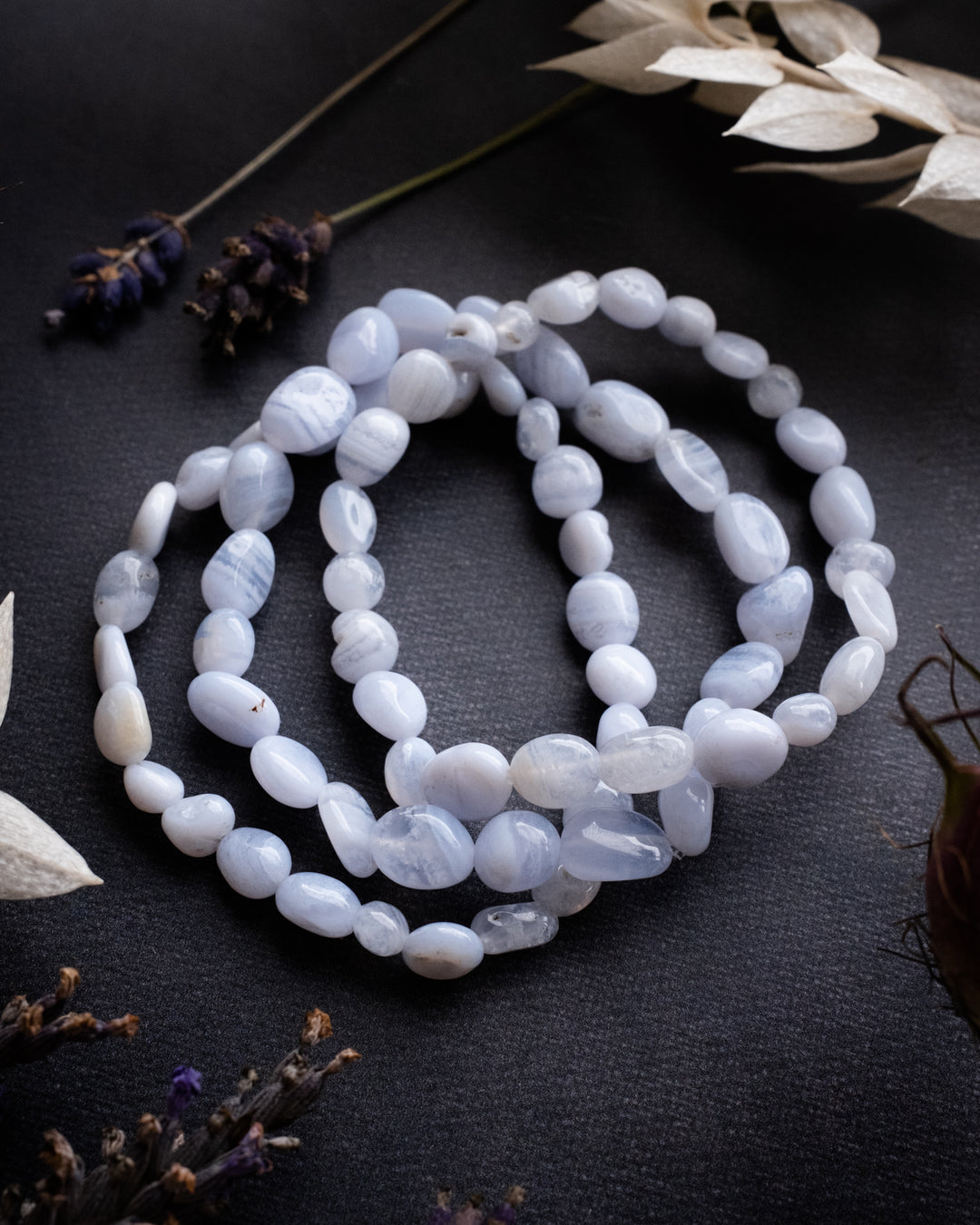 Blue Lace Agate Tumbled Stone Bracelet - The Healing Pear
