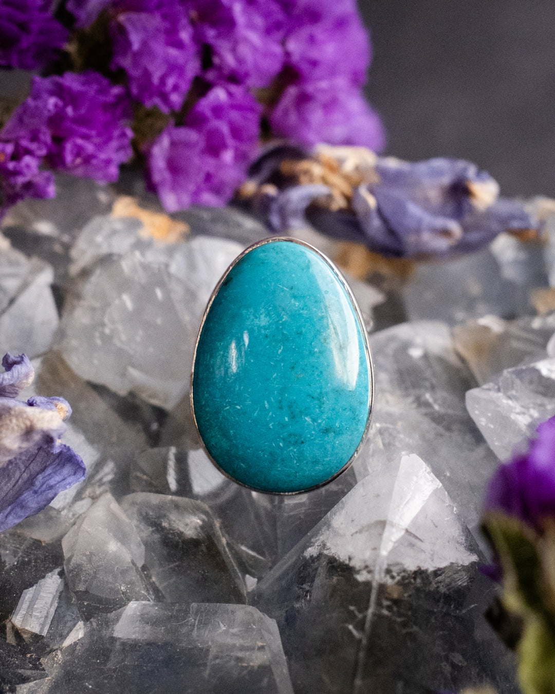Namibian Chrysocolla Ring in Sterling Silver - Size 4 US / H 1/2 UK - The Healing Pear