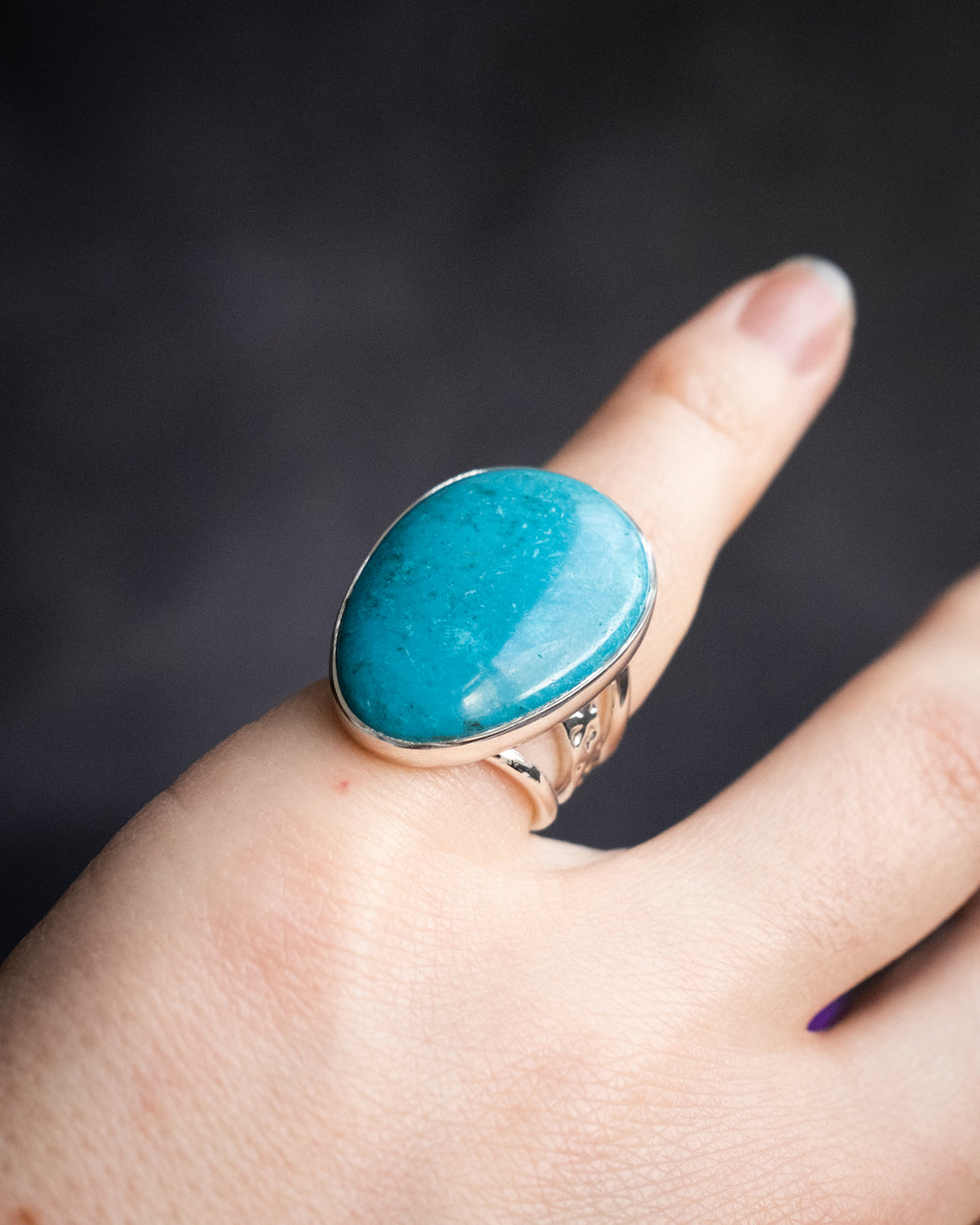 Namibian Chrysocolla Ring in Sterling Silver - Size 4 US / H 1/2 UK - The Healing Pear