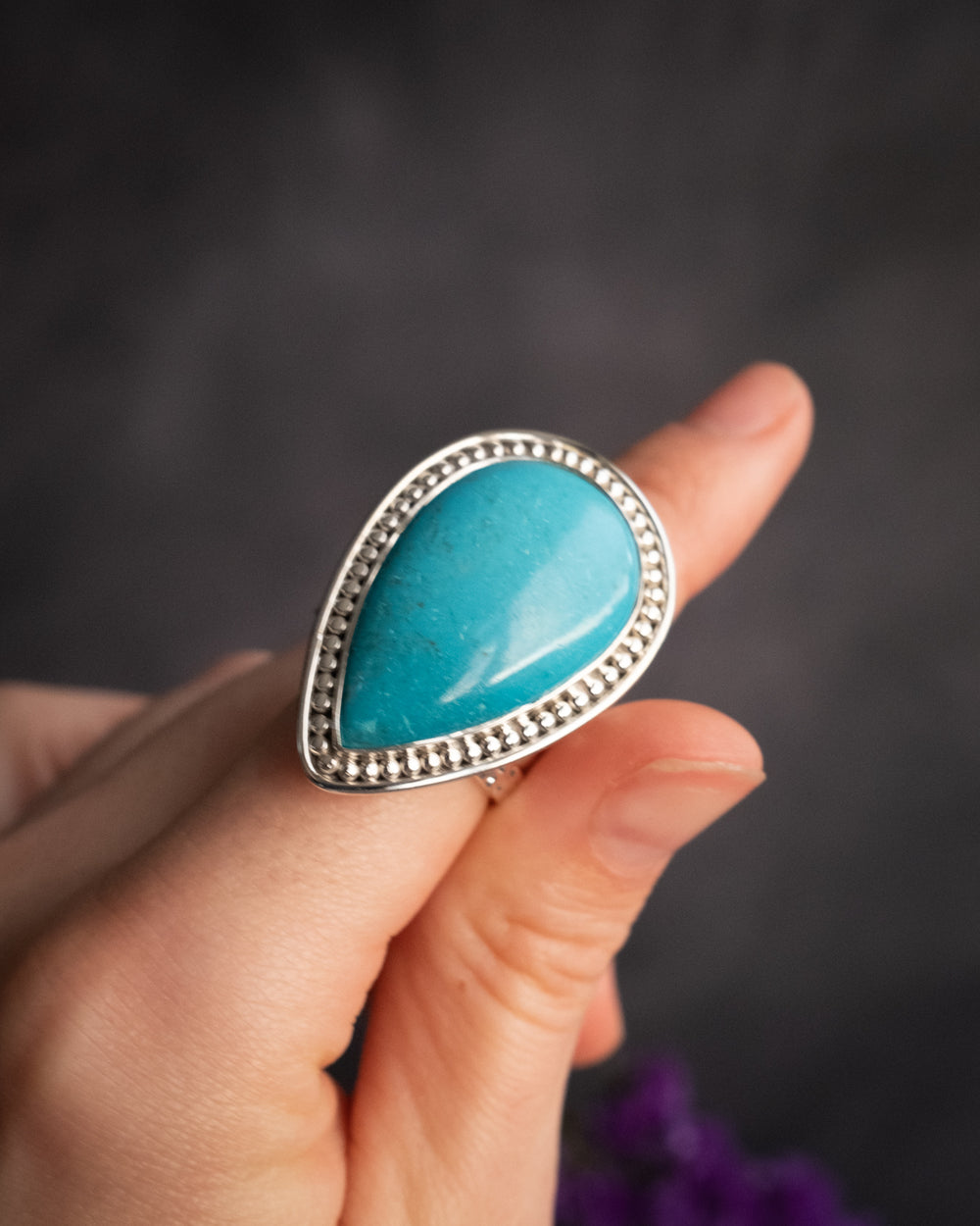 Namibian Chrysocolla Ring in Sterling Silver - Size 9 1/2 US / S 3/4 UK - The Healing Pear