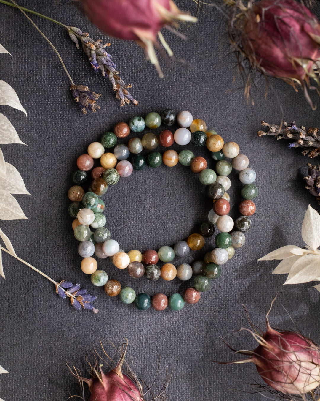 Indian Agate Round Bead Bracelet - The Healing Pear