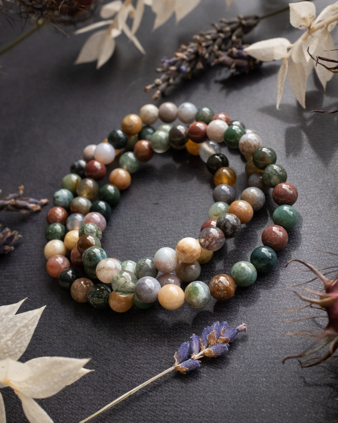 Indian Agate Round Bead Bracelet - The Healing Pear