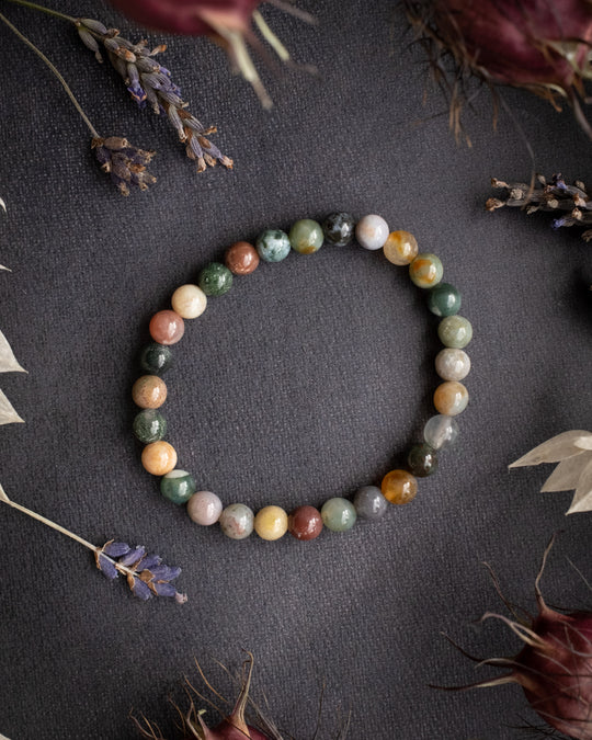 Indian Agate Round Bead Bracelet - The Healing Pear