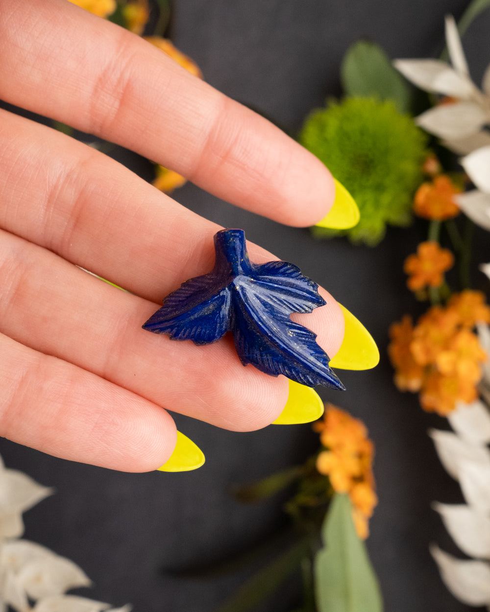 Lapis Lazuli Hand Carved Leaf Necklace - The Healing Pear