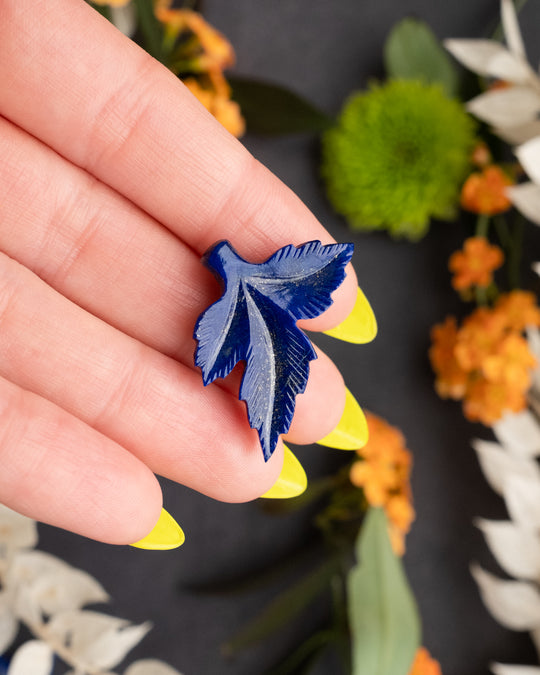 Lapis Lazuli Hand Carved Leaf Necklace - The Healing Pear