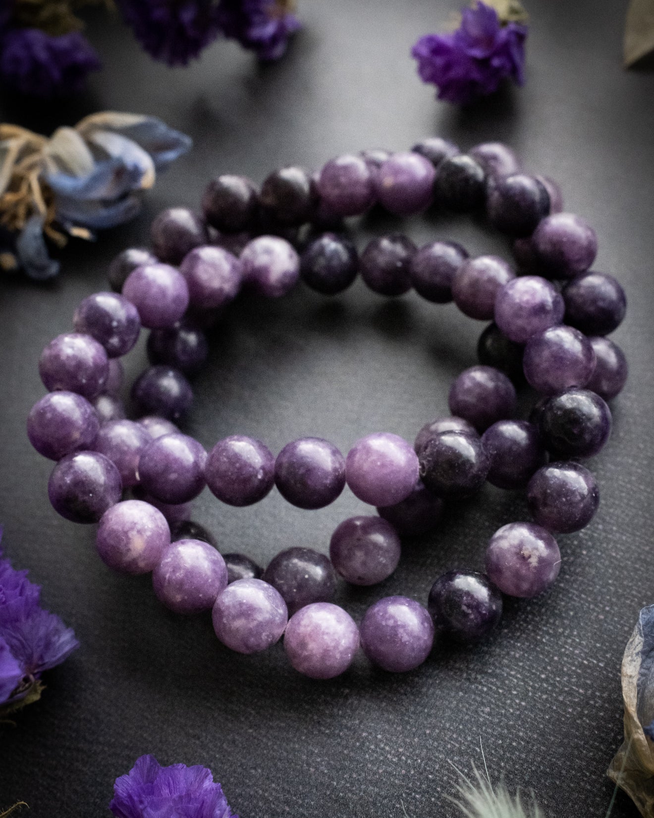 Lepidolite Round Bead Bracelet 8mm The Healing Pear