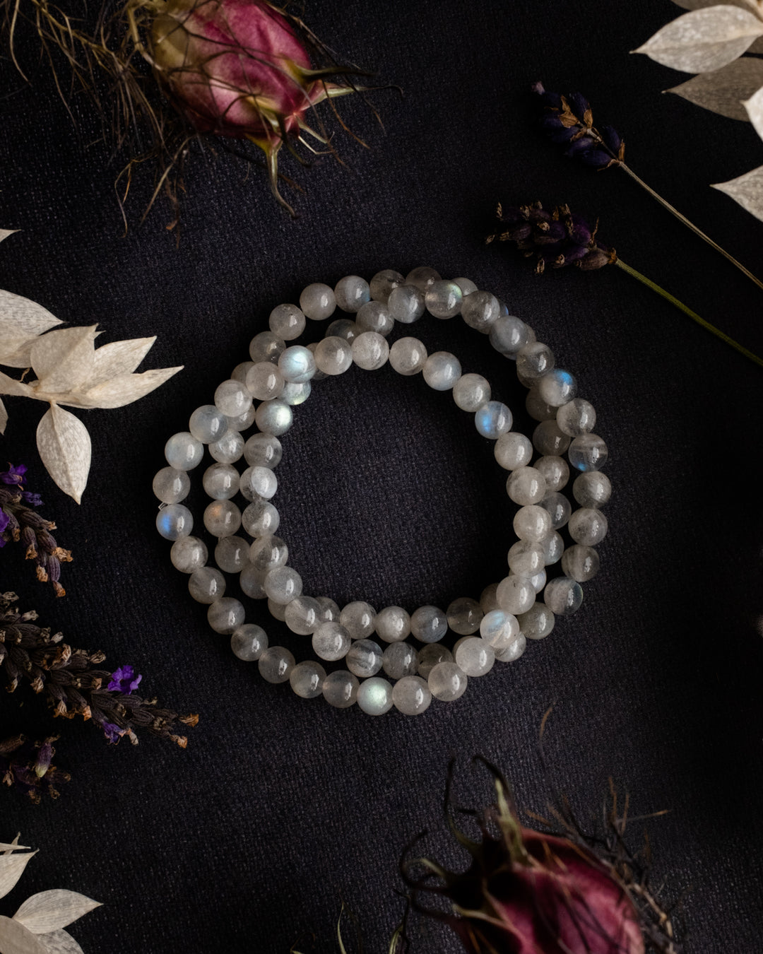Moon Labradorite Round Bead Bracelet - The Healing Pear