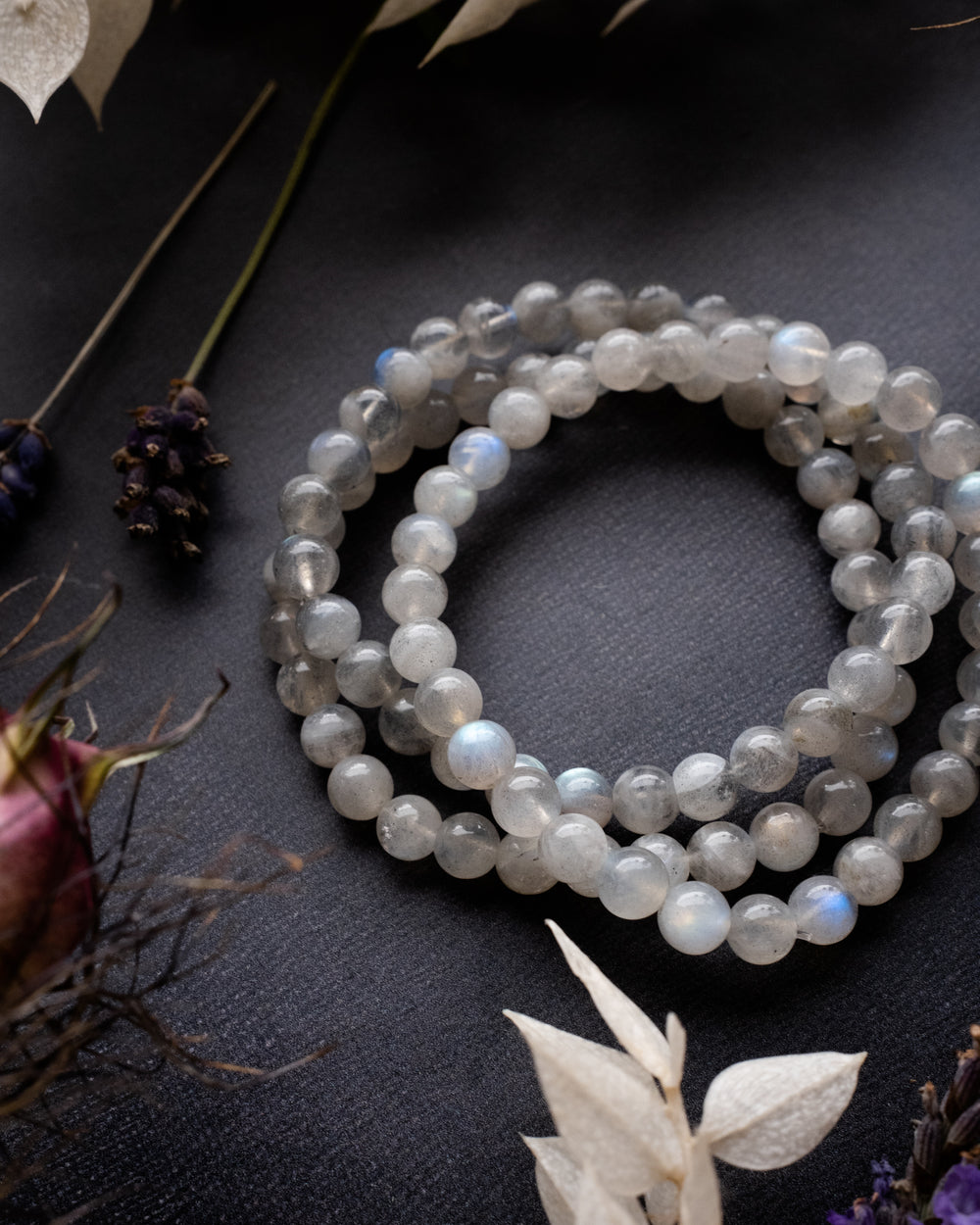 Moon Labradorite Round Bead Bracelet - The Healing Pear