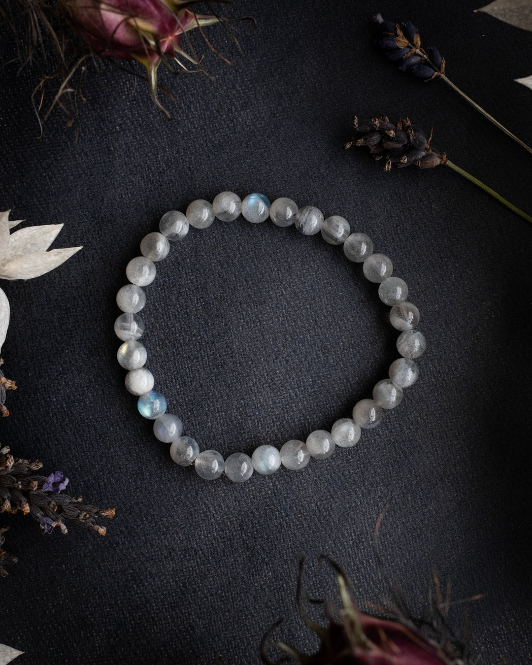 Moon Labradorite Round Bead Bracelet - The Healing Pear