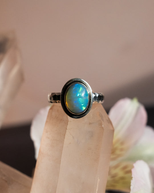 Ethiopian Opal Ring in Sterling Silver - The Healing Pear