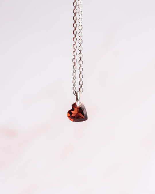 Mini Garnet Heart Necklace - The Healing Pear