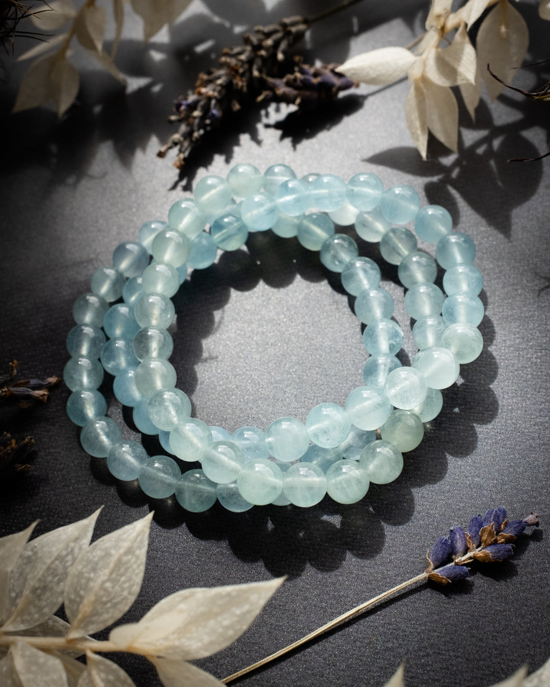 Aquamarine Round Bead Bracelet - The Healing Pear