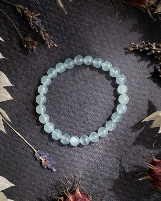 Aquamarine Round Bead Bracelet - The Healing Pear