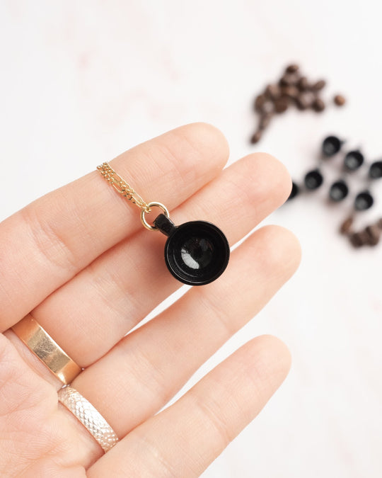 Black Onyx Hand Carved Mug Necklace - The Healing Pear