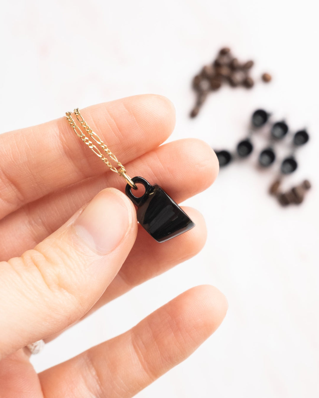 Black Onyx Hand Carved Mug Necklace - The Healing Pear