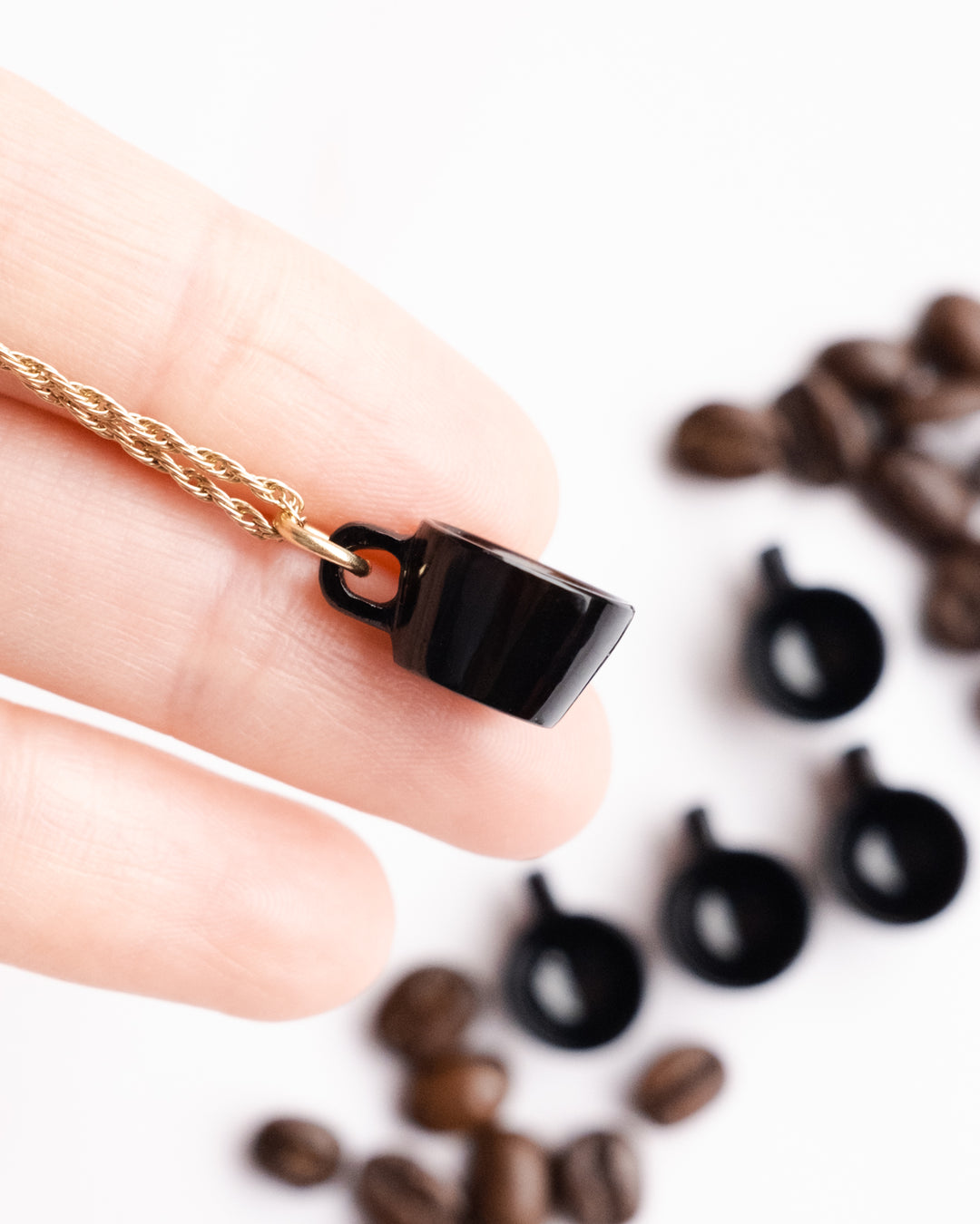 Black Onyx Hand Carved Mug Necklace - The Healing Pear