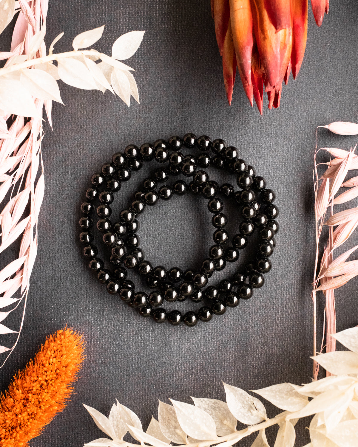 Black Tourmaline Round Bead Bracelet - The Healing Pear
