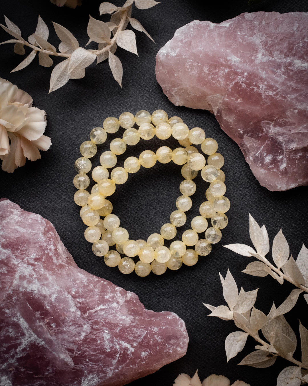 Natural Citrine Round Bead Bracelet 8mm - The Healing Pear