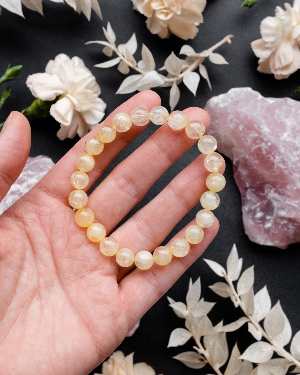 Natural Citrine Round Bead Bracelet 8mm - The Healing Pear