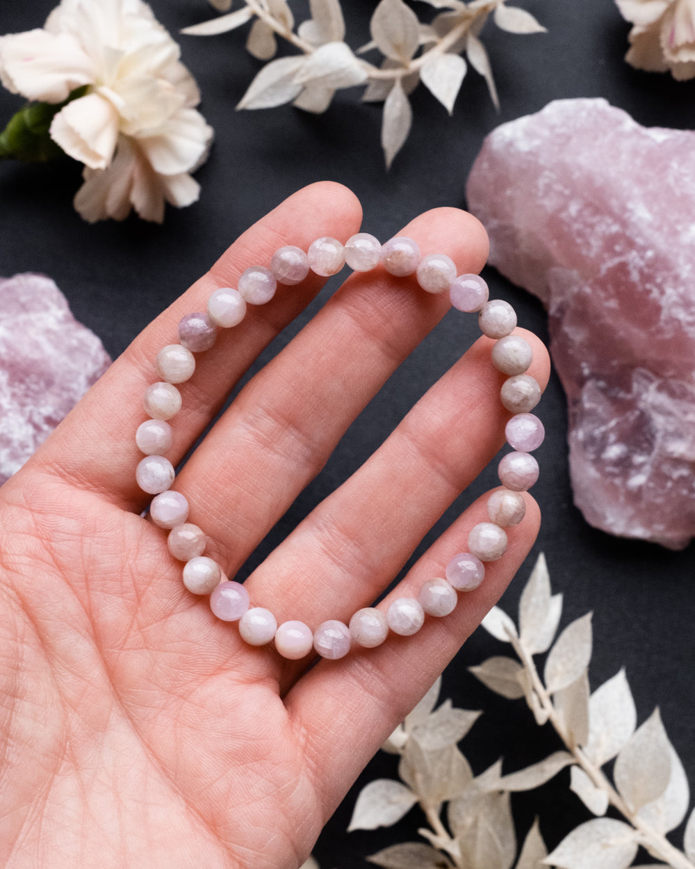 Kunzite Round Bead Bracelet 6mm - The Healing Pear