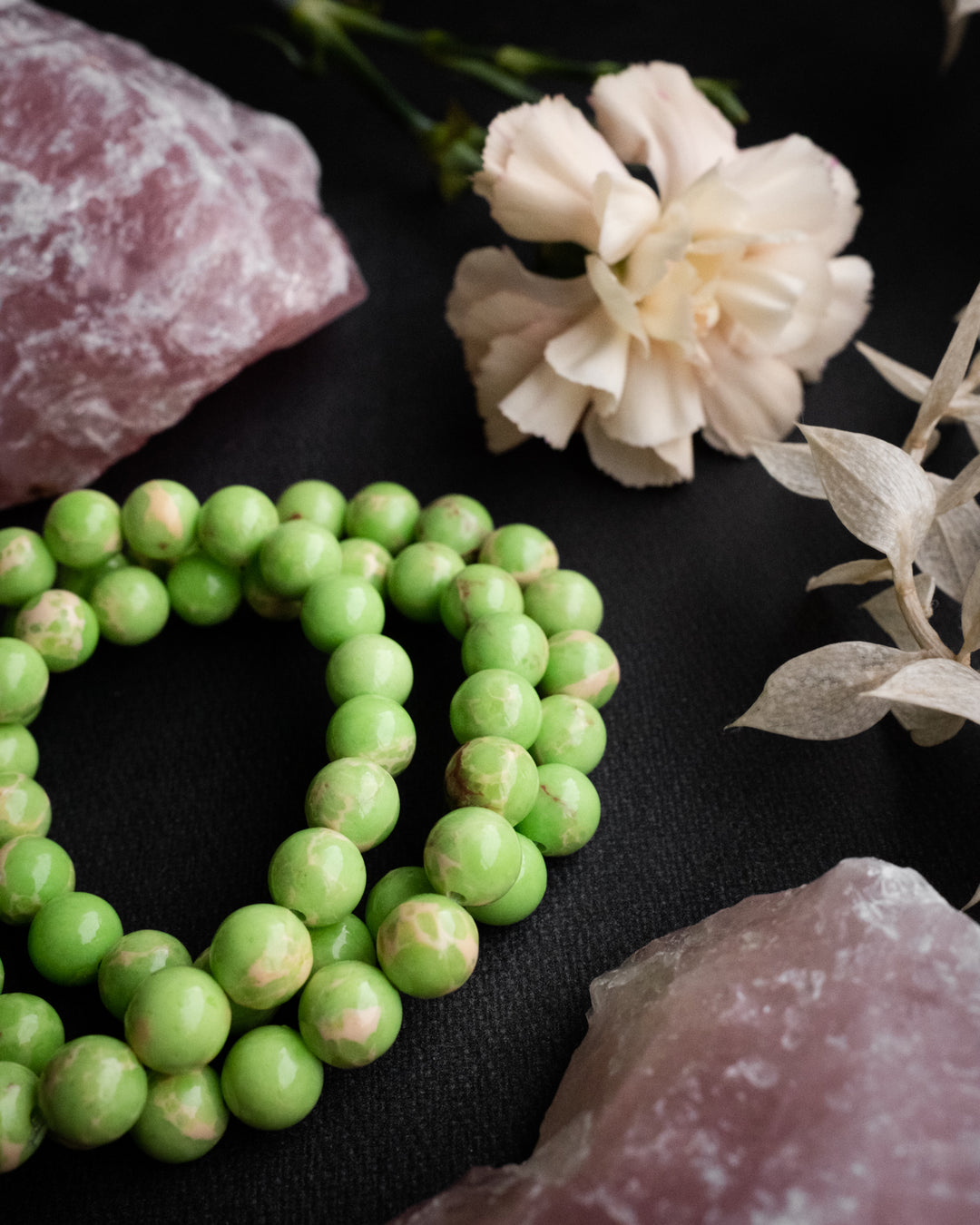 Lime Green Imperial Jasper Round Bead Bracelet 8mm - The Healing Pear