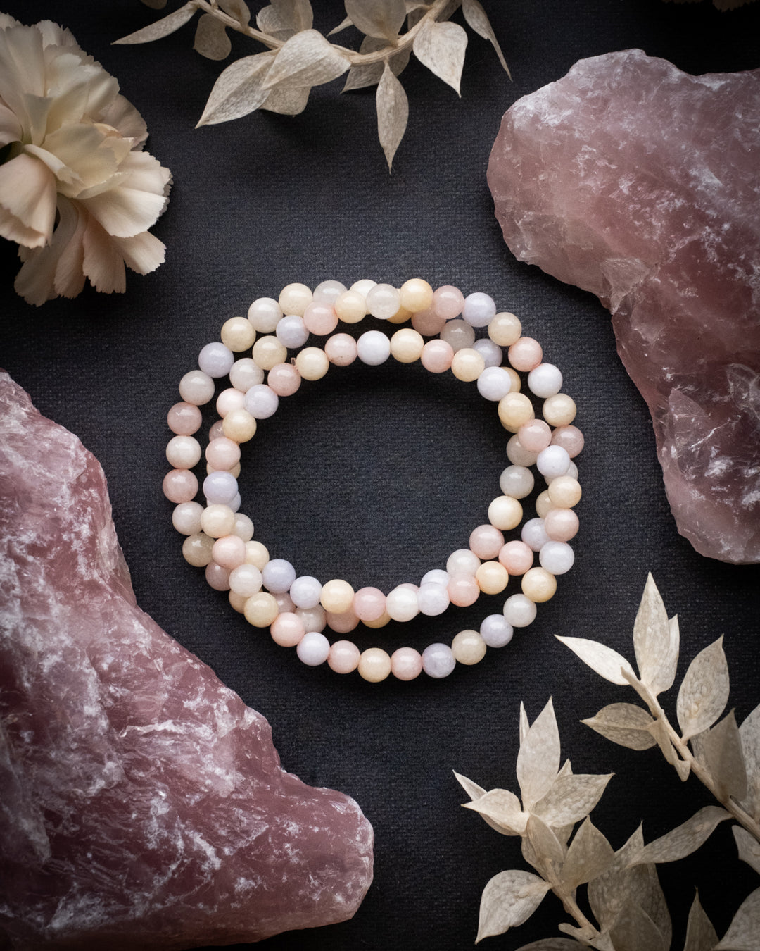 Morganite Round Bead Bracelet 6mm - The Healing Pear