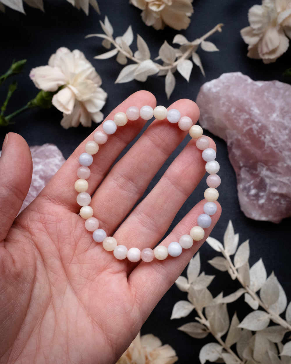 Morganite Round Bead Bracelet 6mm - The Healing Pear