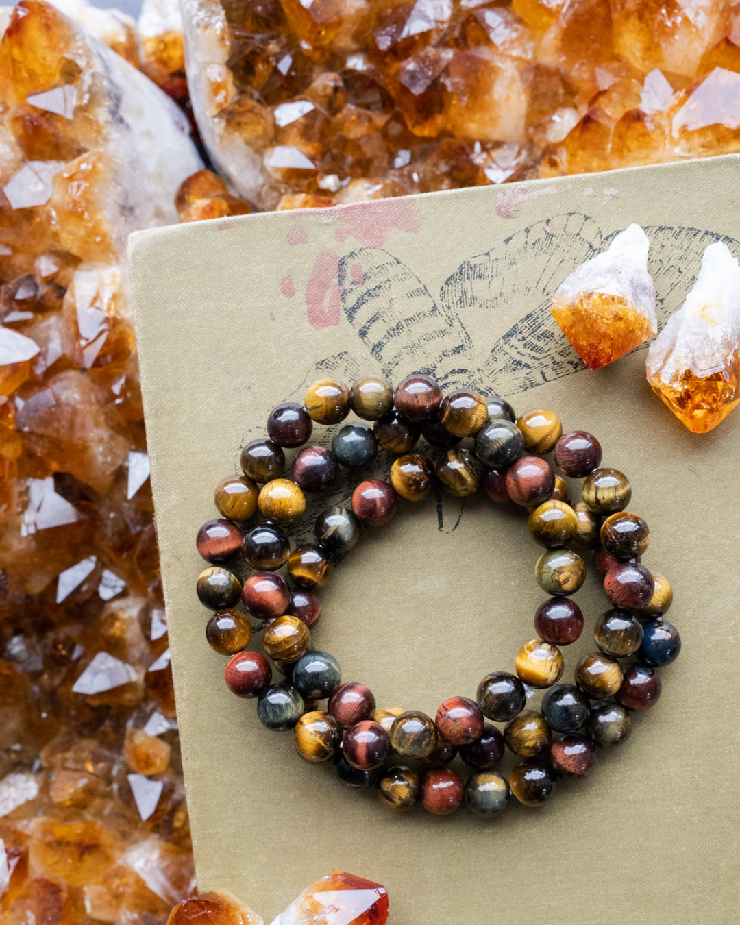 Multi Tiger's Eye Round Bead Bracelet - The Healing Pear