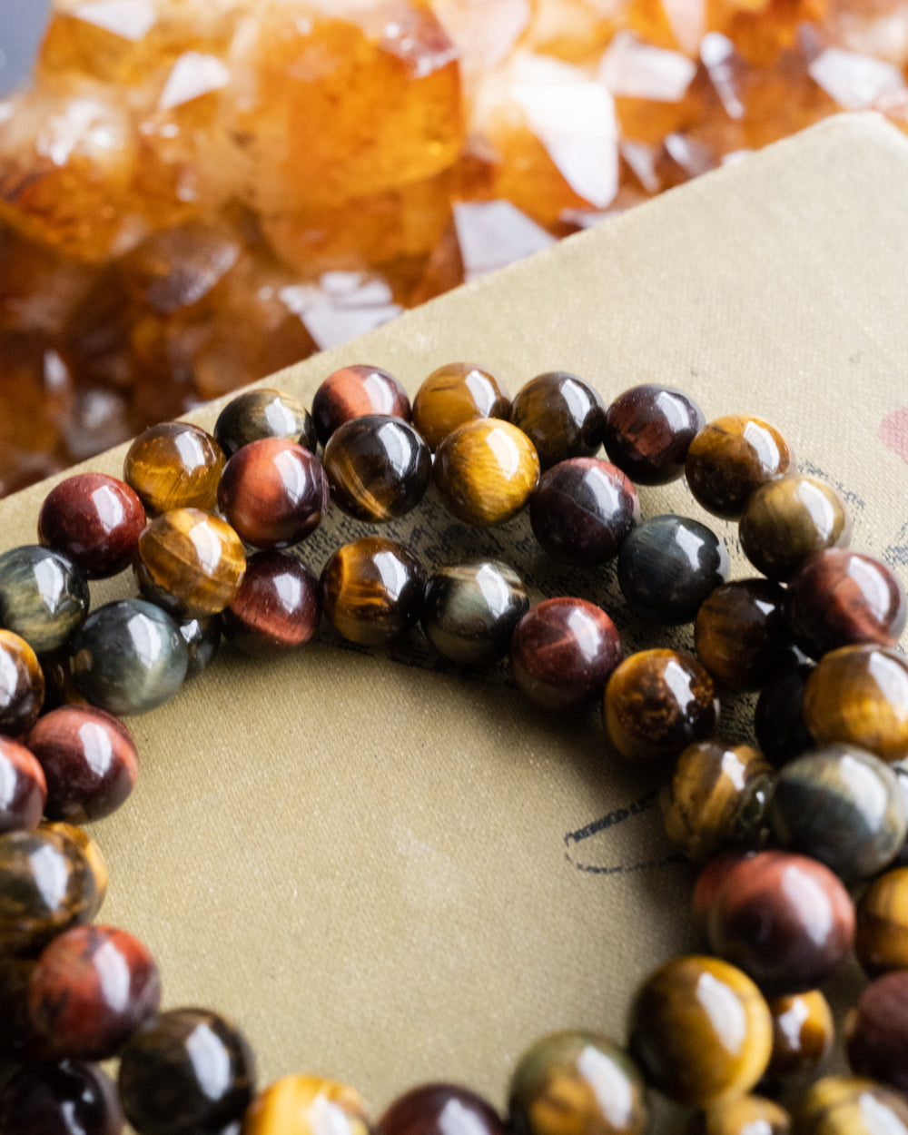 Multi Tiger's Eye Round Bead Bracelet - The Healing Pear