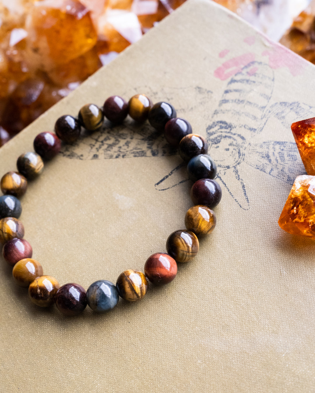 Multi Tiger's Eye Round Bead Bracelet - The Healing Pear