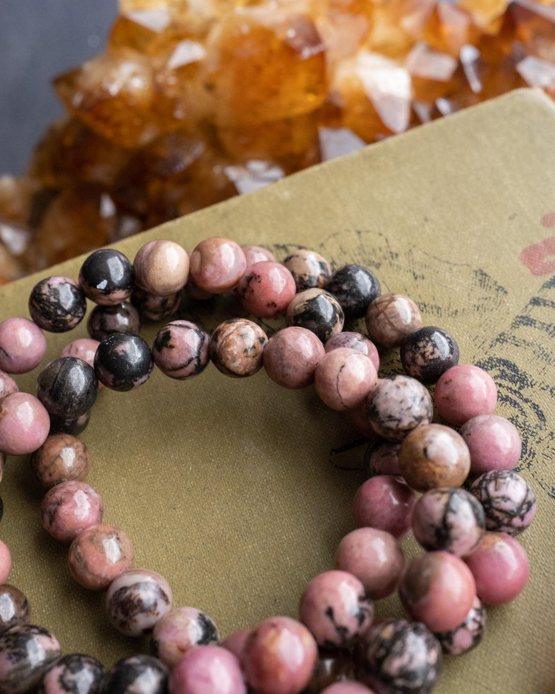 Rhodonite Round Bead Bracelet - The Healing Pear