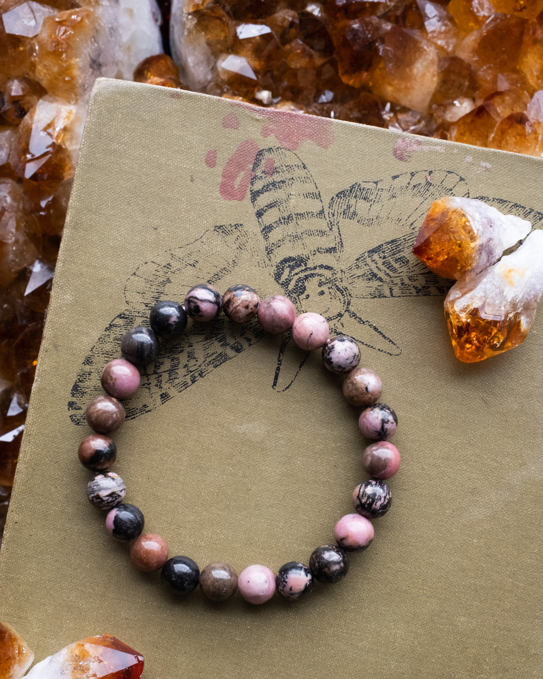 Rhodonite Round Bead Bracelet - The Healing Pear