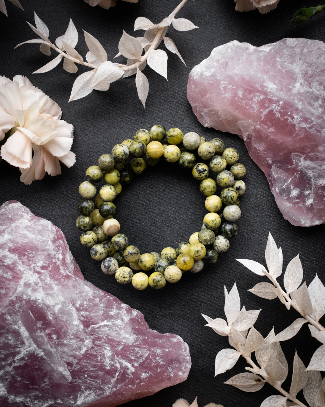 Serpentine Round Bead Bracelet 8mm - The Healing Pear