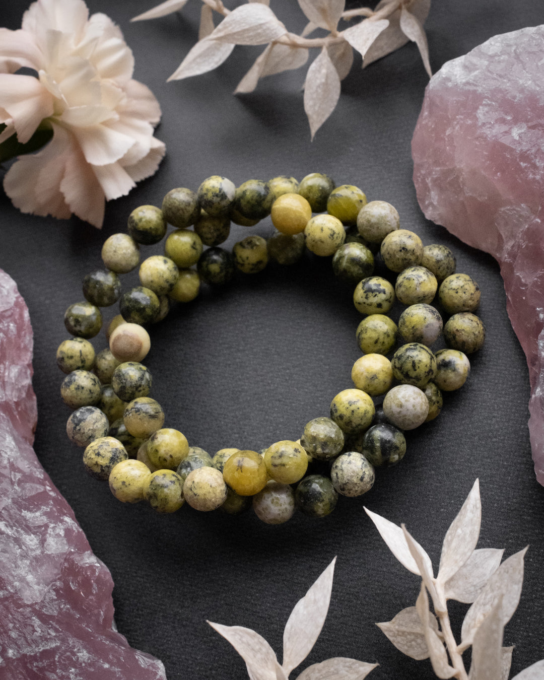 Serpentine Round Bead Bracelet 8mm - The Healing Pear