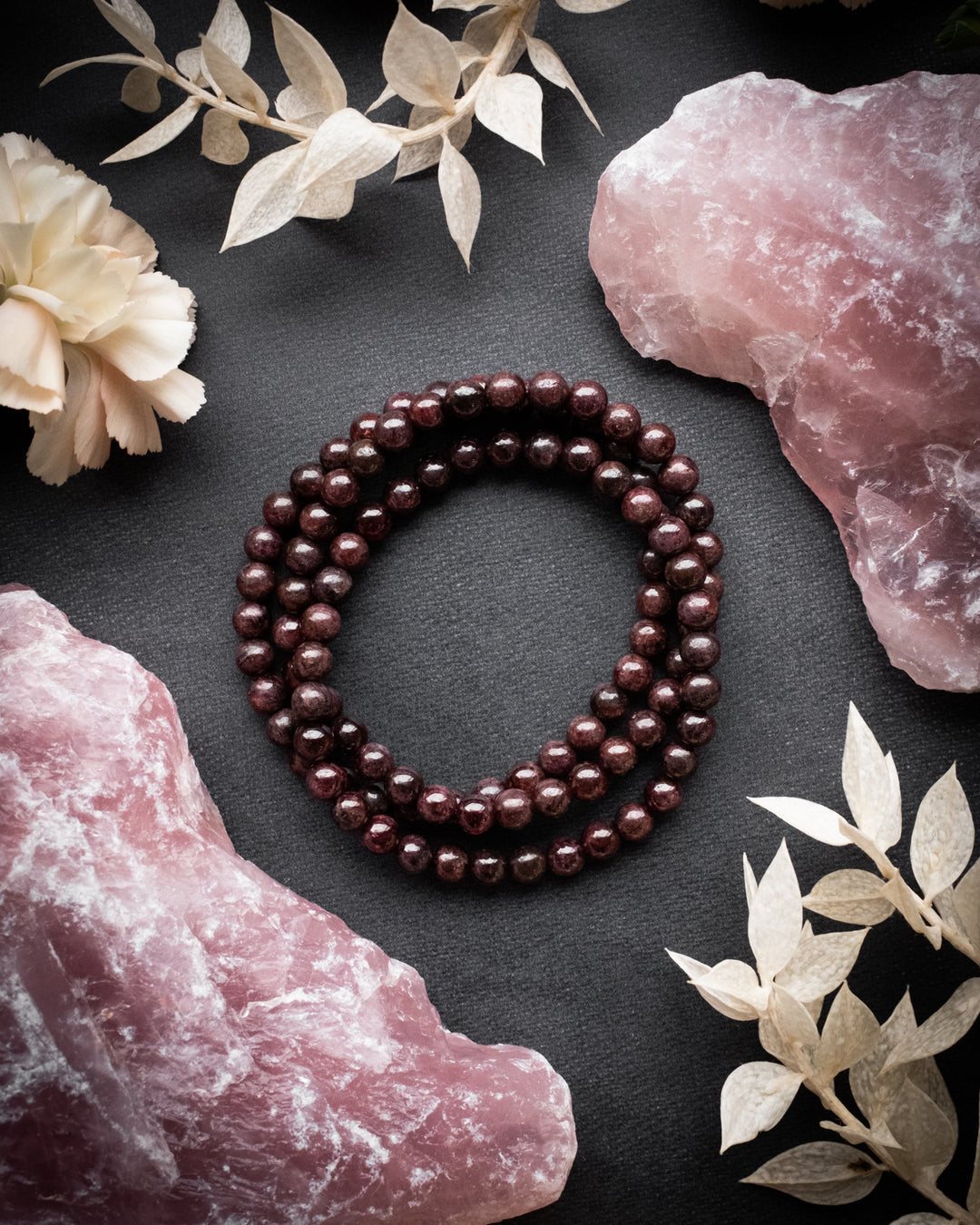Garnet Round Bead Bracelet 6mm - The Healing Pear