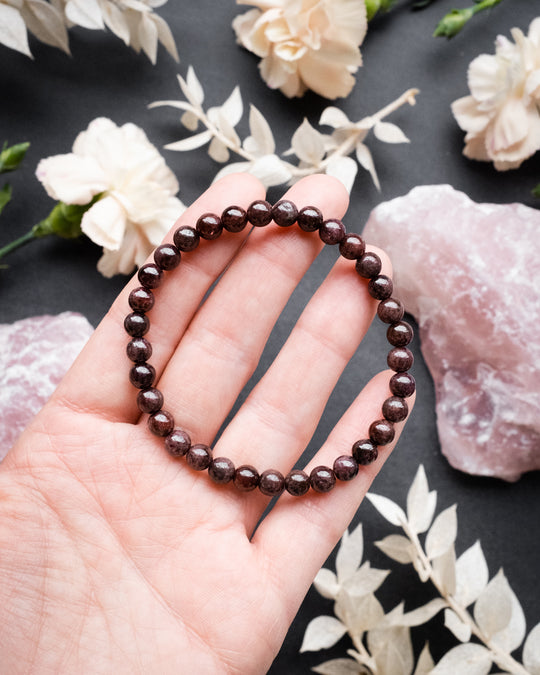 Garnet Round Bead Bracelet 6mm - The Healing Pear