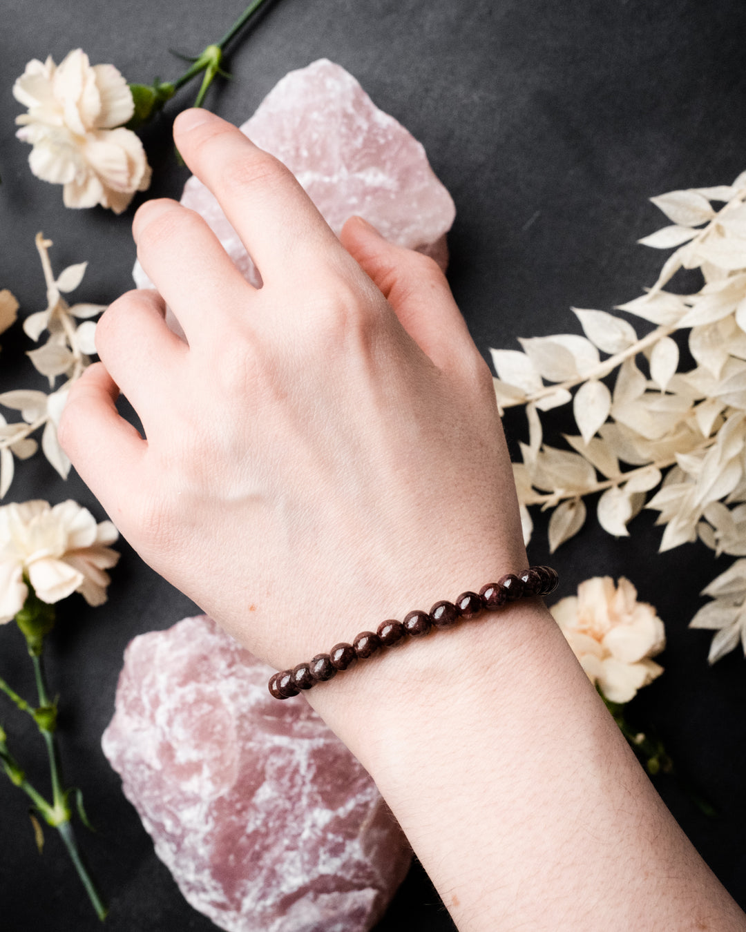 Garnet Round Bead Bracelet 6mm - The Healing Pear