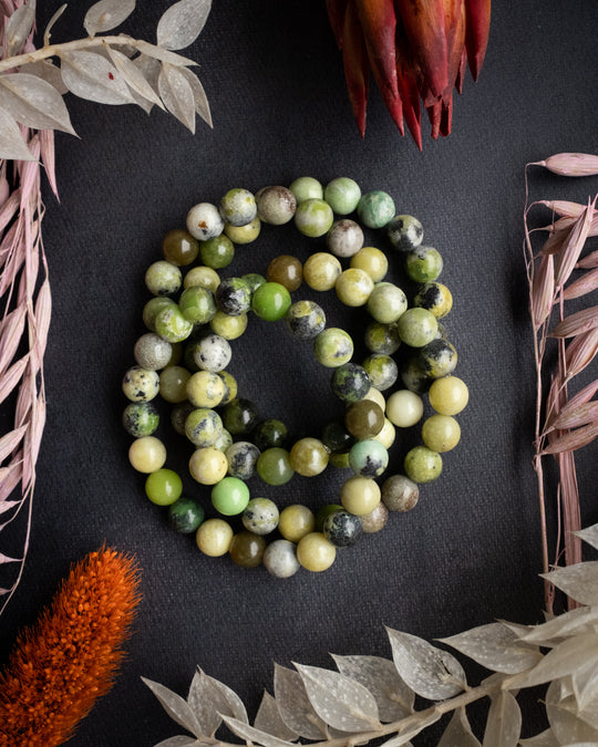 Chrysoprase Round Bead Bracelet - The Healing Pear