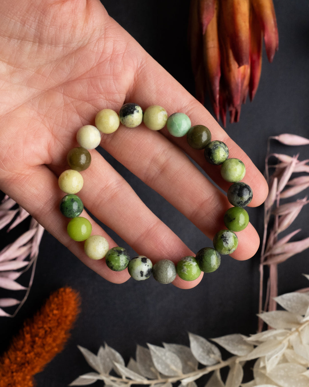 Chrysoprase Round Bead Bracelet - The Healing Pear
