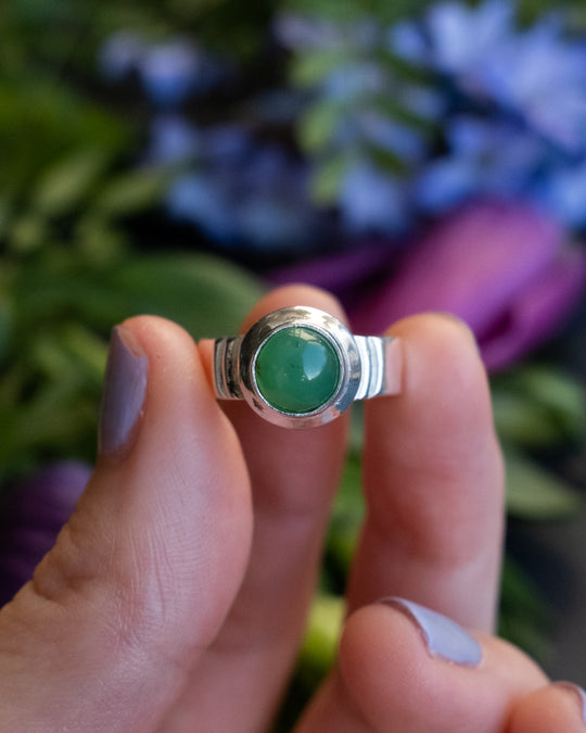 Chrysoprase Ring in Sterling Silver - The Healing Pear