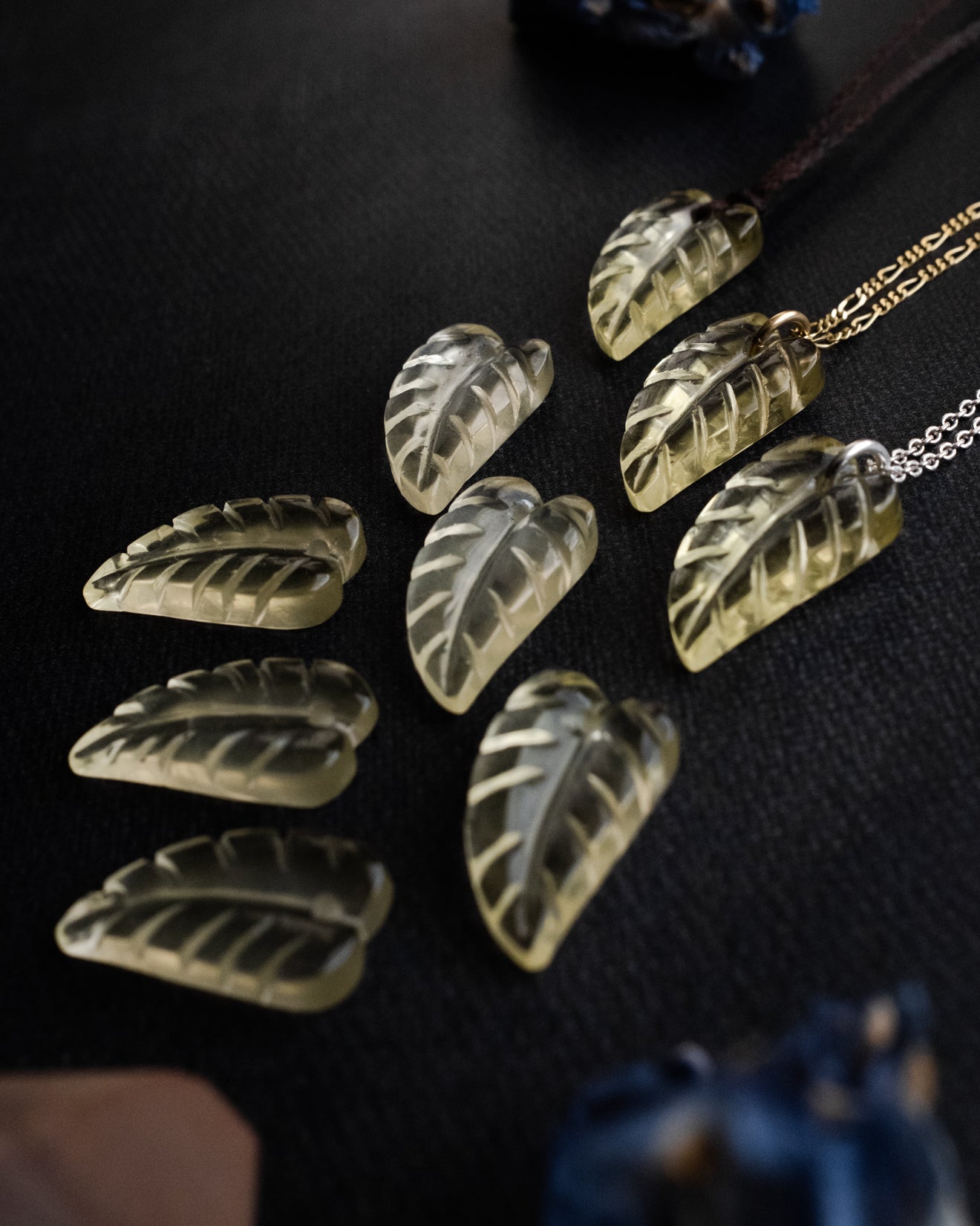 Citrine Hand Carved Leaf Necklace - The Healing Pear