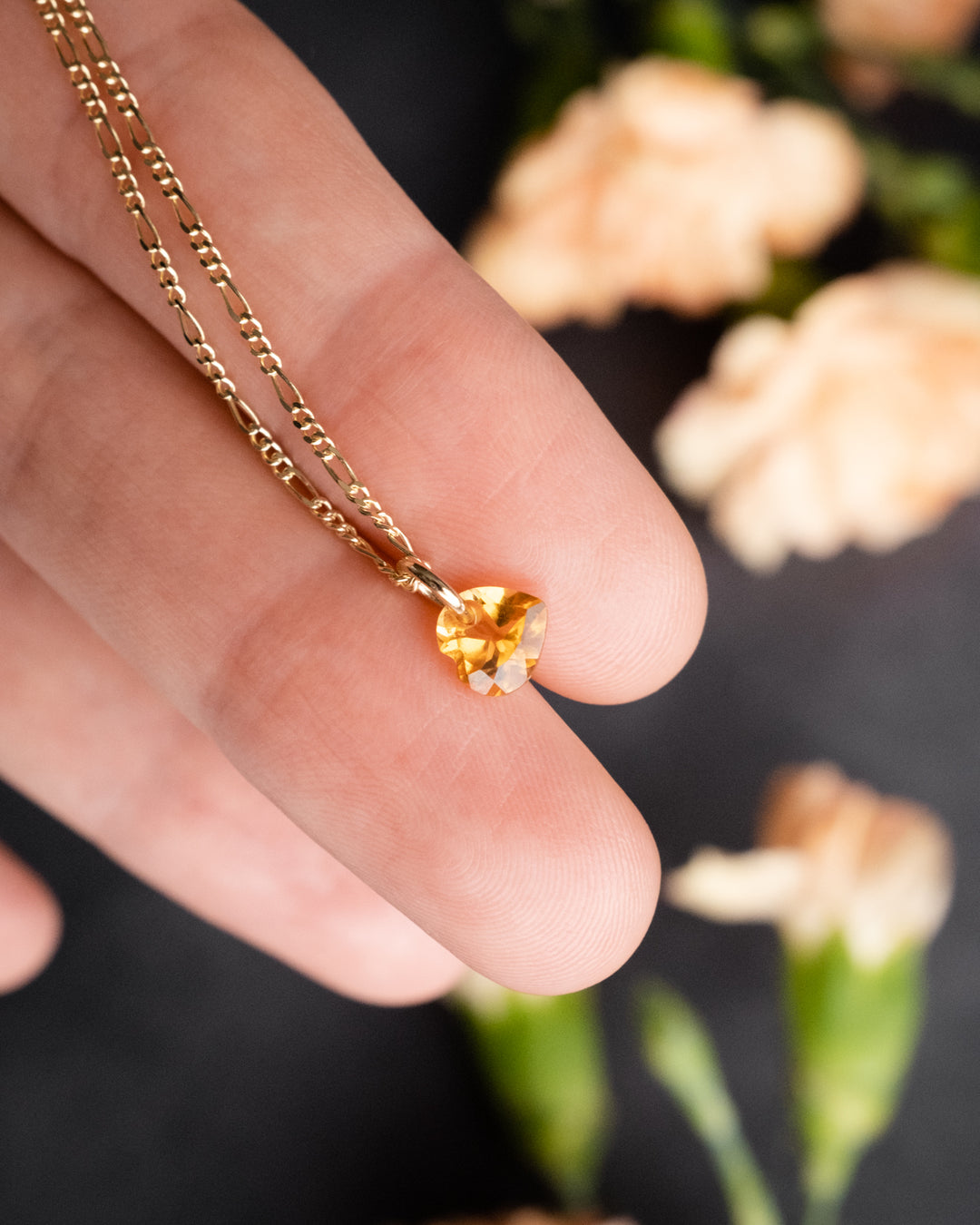 Mini Natural Citrine Heart Necklace - The Healing Pear