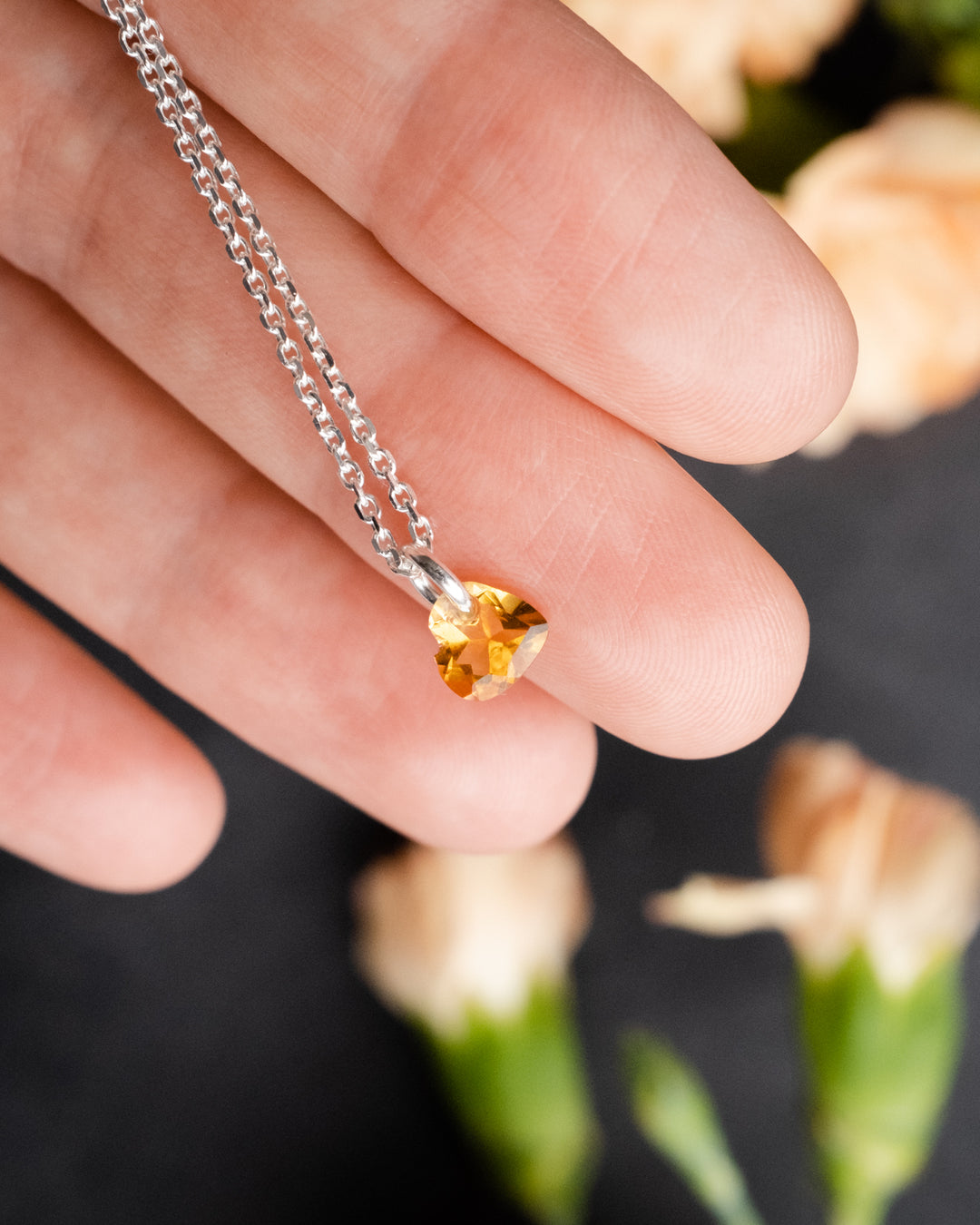 Mini Natural Citrine Heart Necklace - The Healing Pear