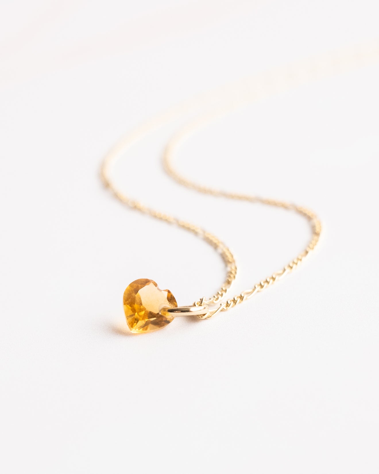 Mini Natural Citrine Heart Necklace - The Healing Pear