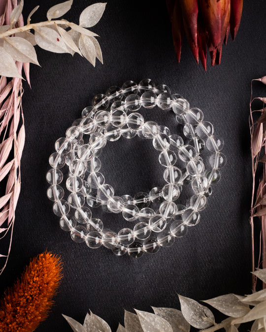 Clear Quartz Round Bead Bracelet - The Healing Pear