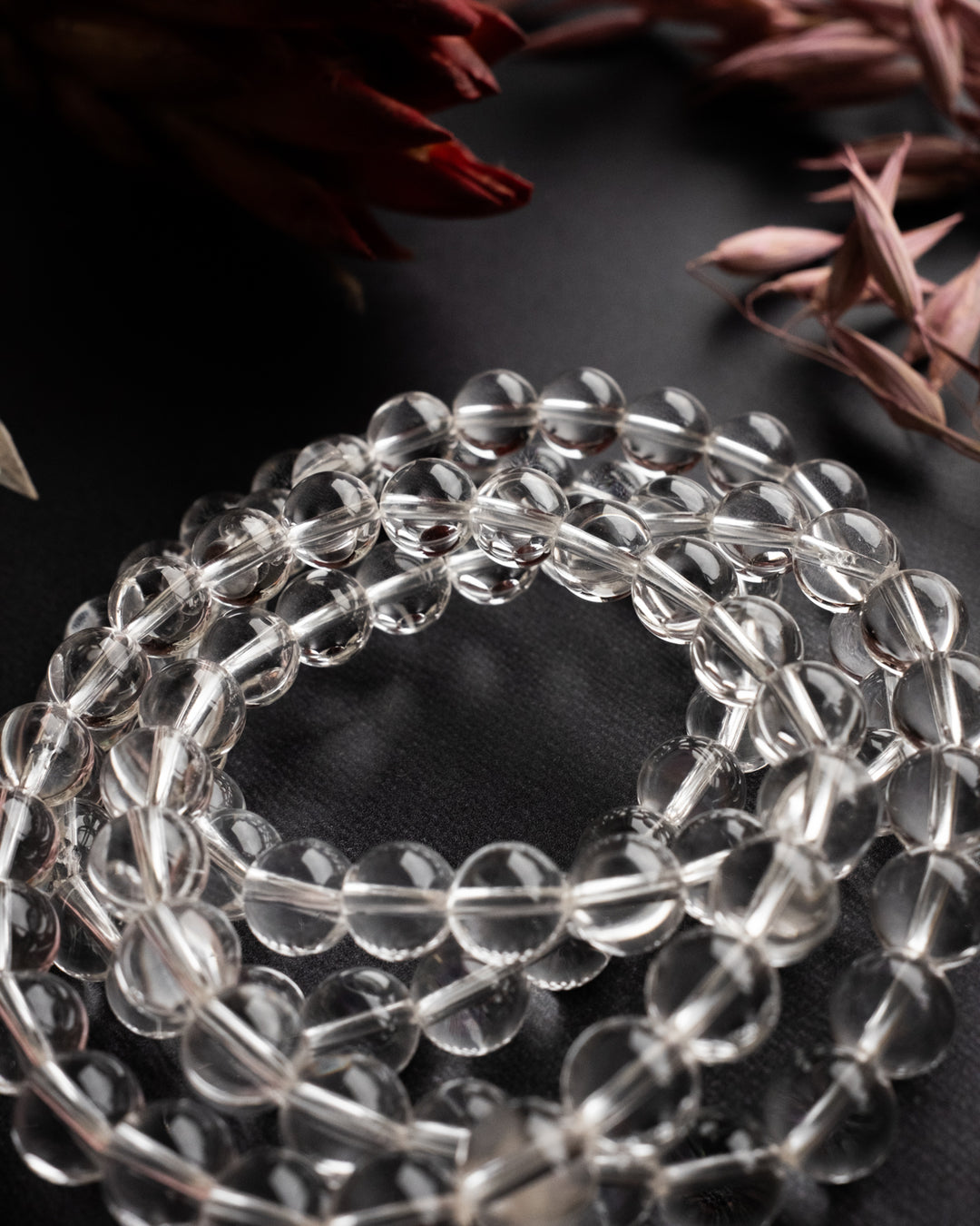 Clear Quartz Round Bead Bracelet - The Healing Pear