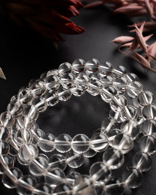 Clear Quartz Round Bead Bracelet - The Healing Pear